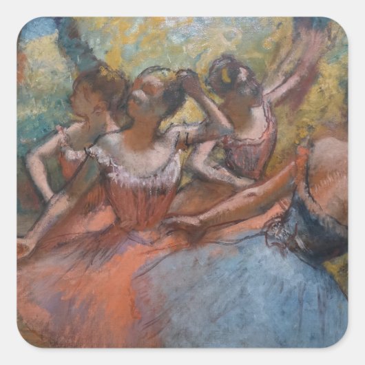 Vier balletdansers op het podium van Degas Vierkante Sticker (Voorkant)