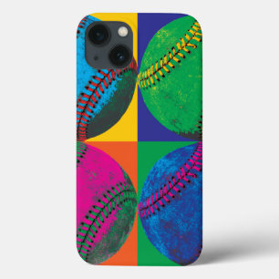 Vier Baseballs in Verschillende Kleuren iPhone 13 Hoesje
