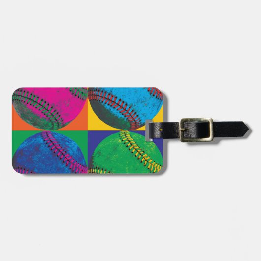 Vier basisballen in Verschillende Kleuren Bagagelabel (Voorkant horizontaal)