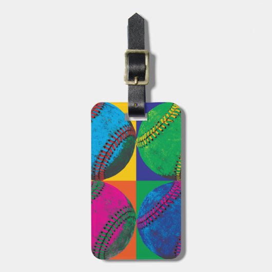 Vier basisballen in Verschillende Kleuren Bagagelabel (Voorkant verticaal)
