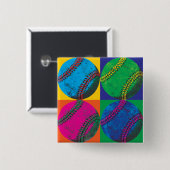 Vier basisballen in Verschillende Kleuren Vierkante Button 5,1 Cm (Voorkant /achterkant)