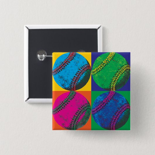 Vier basisballen in Verschillende Kleuren Vierkante Button 5,1 Cm (Voorkant /achterkant)