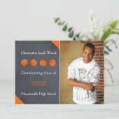 Vier basketbal schoolbord- aankondiging van afstud (Staand voorkant)