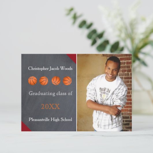 Vier Basketball-alkboard - 3x5 Afstudeerder aankon Kaart (Staand voorkant)
