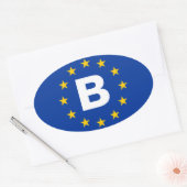 VIER België "B" Vlag Europese Unie Ovale Sticker (Envelop)