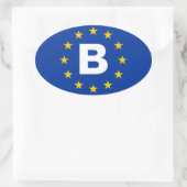 VIER België "B" Vlag Europese Unie Ovale Sticker (Tas)