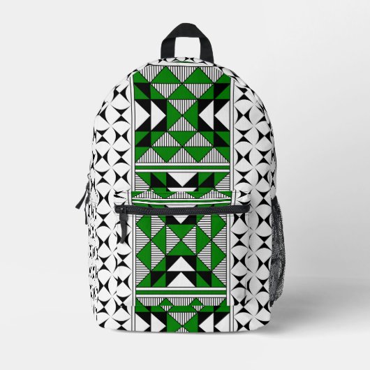 Vier bergen in het groen bedrukte rugzak (Voorkant)