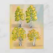 Vier berken in kleur, botanisch. briefkaart (Voorkant)