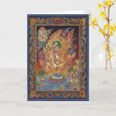 Vier-bewapend Wenskaart Ganesh Kaart (Gele Bloem)