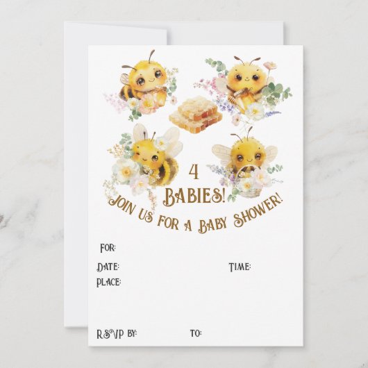 Vier bijen uitnodiging (Voorkant)