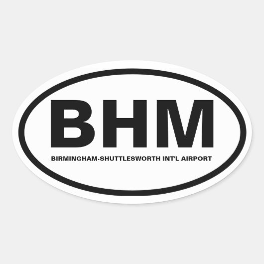 VIER Birmingham "BHM" Ovale Sticker (Voorkant)