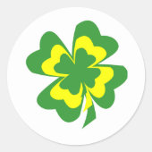 Vier blad groene klaver ronde sticker (Voorkant)