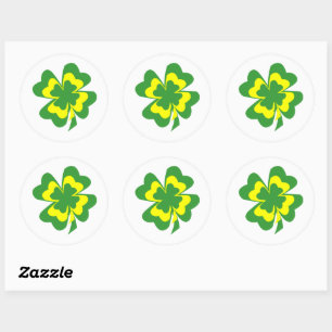 Vier blad groene klaver ronde sticker