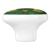 Vier-blad klaver - Groen en Goud Mozaïek Keramische Knop (Zijkant)