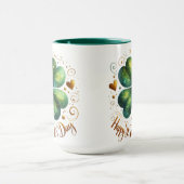 Vier Blad Klaver Groen en Goud St Patrick's Day Mok (Midden)