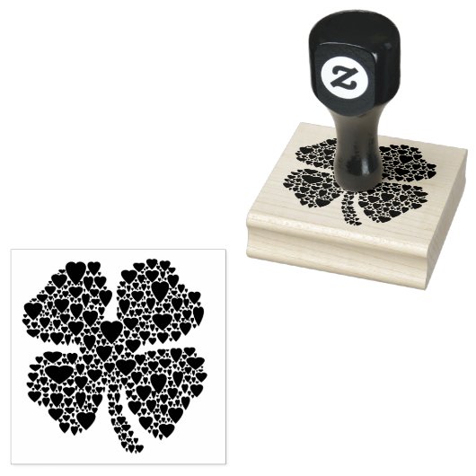 Vier blad klaver hart illustratie rubberstempel (Gestempeld)