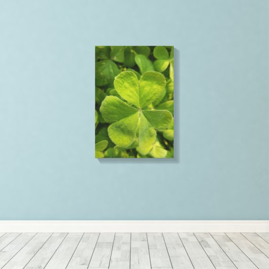 Vier blad klaver muur kunst foto canvas (Insitu (Houten vloer))