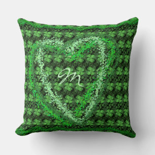 Vier-blad klaver patroon hart monogram kussen