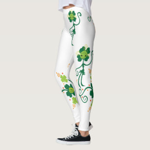 Vier blad klaver stok dame met bloemen leggings