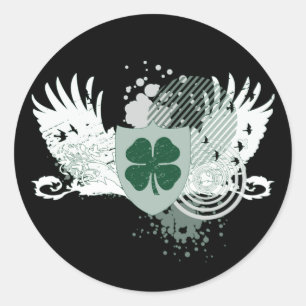 vier bladklaver : hifi : ronde sticker