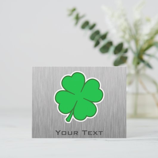 Vier bladklaver; metaal briefkaart (Staand voorkant)