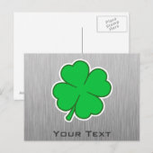 Vier bladklaver; metaal briefkaart (Voorkant / Achterkant)