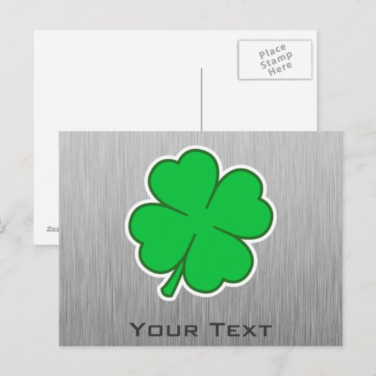 Vier bladklaver; metaal briefkaart (Voorkant / Achterkant)