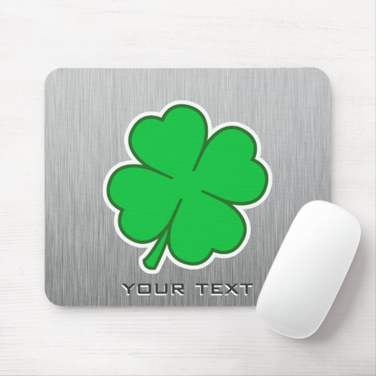 Vier bladklaver; metaal muismat (Met muis)