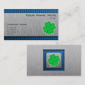 Vier bladklaver; metaal visitekaartje (Voorkant / Achterkant)