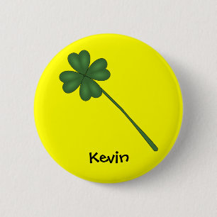 Vier bladklaver ronde button 5,7 cm