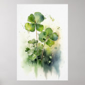 Vier Bladklaver Schilderen Iers Waterverf Poster (Voorkant)