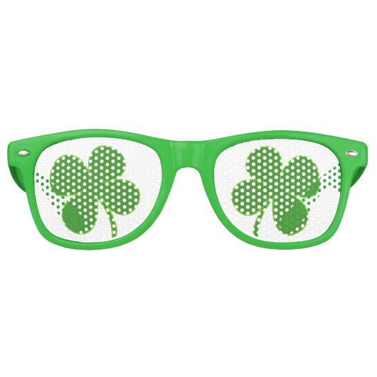 Vier Bladklaver St.Patrick's Day Schattige Groen Retro Zonnebril (Voorkant)