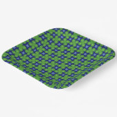 Vier bladluiken op blauwe, herhaalde afdruk papieren bordje (Gebogen)