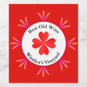 Vier bladluiken op wit en rood wijn etiket (Enkel label)