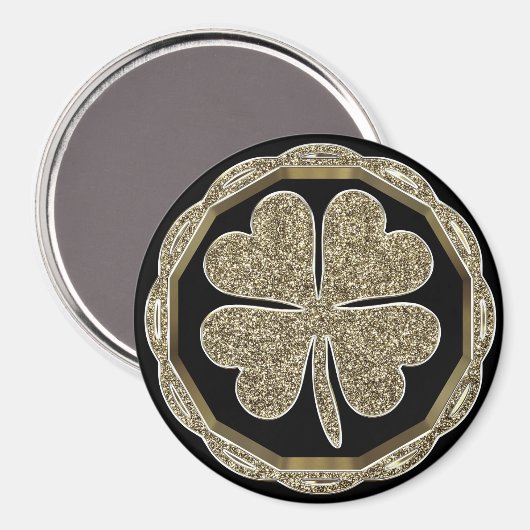 Vier bladluiken zwart en gouden handschoen legant magneet (Voorkant / Achterkant)