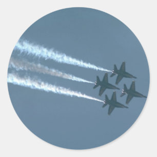 Vier blauwe engelen in diamantformatie ronde sticker