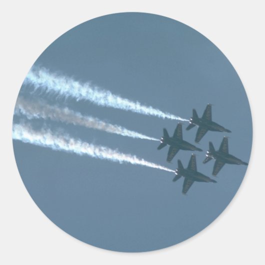 Vier blauwe engelen in diamantformatie ronde sticker (Voorkant)