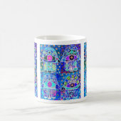 Vier Blauwe Hamsa Tapastry Judaica Koffiemok (Center)