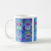 Vier Blauwe Hamsa Tapastry Judaica Koffiemok (Links)