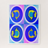 Vier blauwe manen kunst legpuzzel (Verticaal)