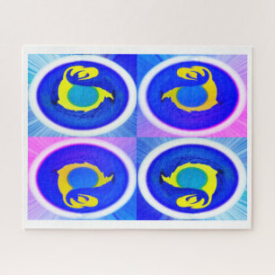 Vier blauwe manen kunst legpuzzel