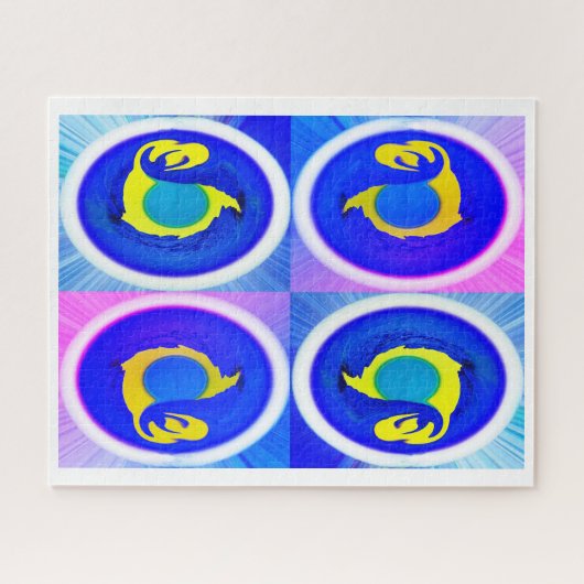 Vier blauwe manen kunst legpuzzel (Horizontaal)
