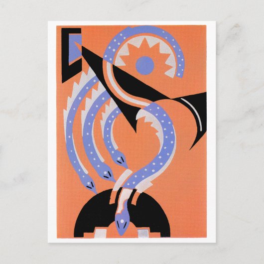 Vier blauwe slangen briefkaart (Voorkant)