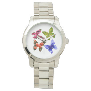 Vier Bloem Vlinders, Grote Unisex Horloge