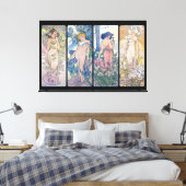 Vier bloemen, Alphonse Mucha Canvas Afdruk (Insitu (Slaapkamer))