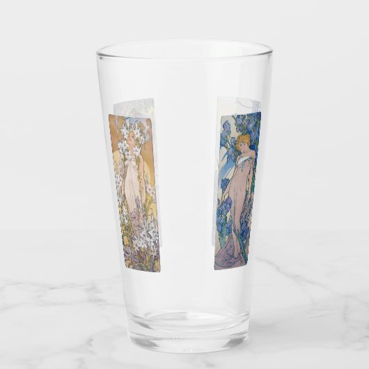 Vier bloemen, Alphonse Mucha Glas (Links)