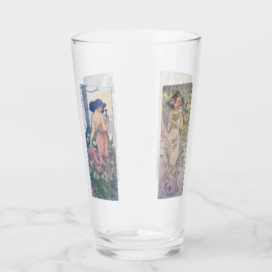 Vier bloemen, Alphonse Mucha Glas (Rechts)