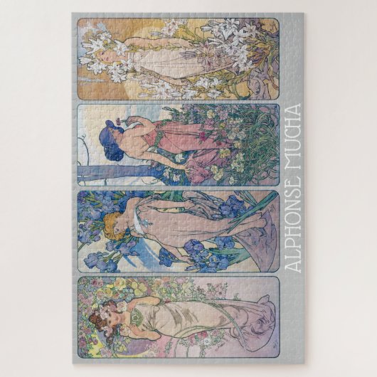 Vier bloemen, Alphonse Mucha Legpuzzel (Verticaal)