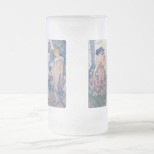 Vier bloemen, Alphonse Mucha Matglas Bierpul (Center)