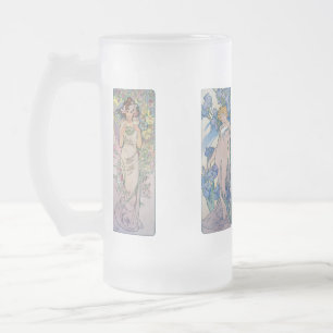 Vier bloemen, Alphonse Mucha Matglas Bierpul